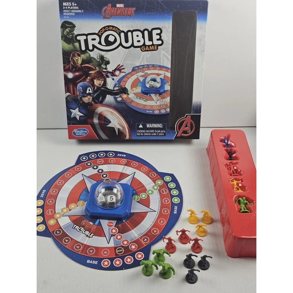 Marvel Avengers TROUBLE Board game by Hasbro Gaming COMPLETE All Pieces & Parts